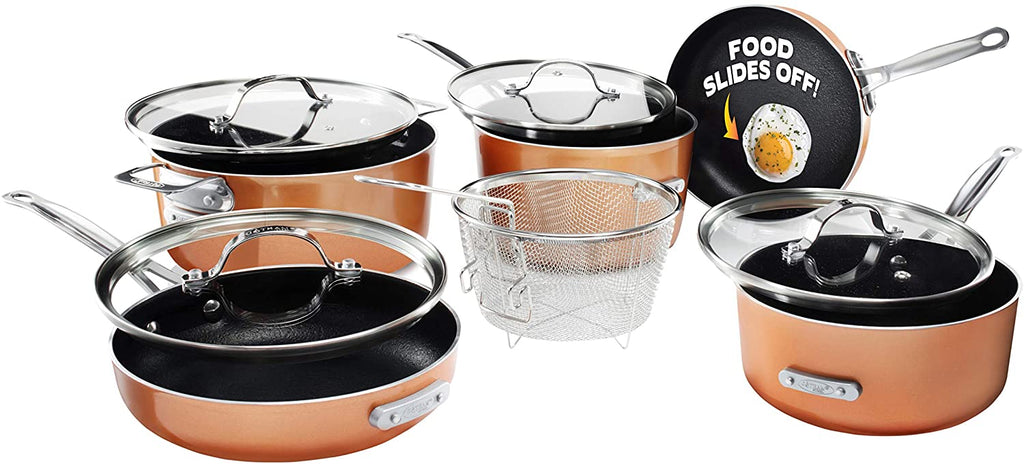 5Pcs Mini Gotham Steel Stackable Pots and Pans Set, Nonstick Cookware Set