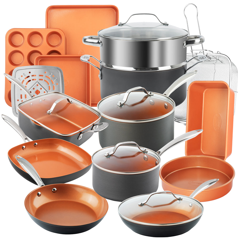 Non Stick Pots and Pans Set – Kitchen Cookware Sets with Lid – Induction  Hob Pots Set – 8pc Non Stick Cooking Set – Cooking Copper Saucepan Pots and