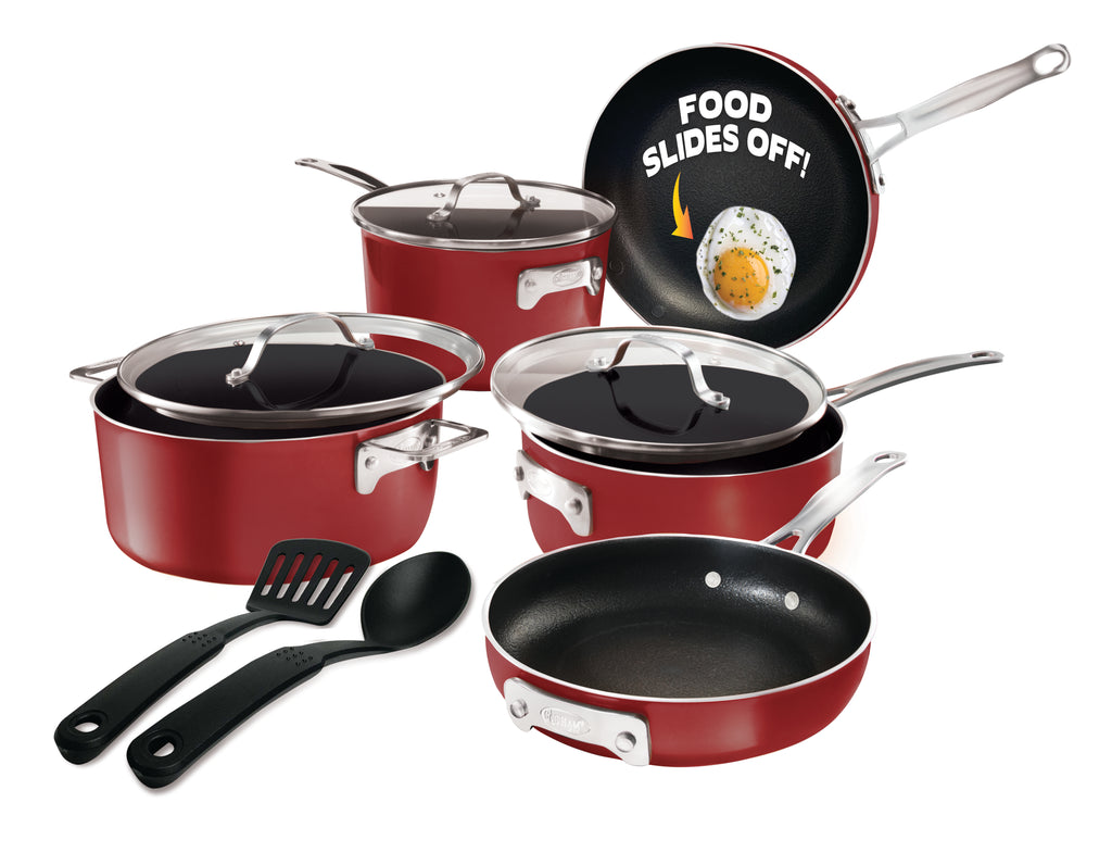 Gotham Steel Stackmaster 10-Piece Stackable Cookware Set with Fry Bask
