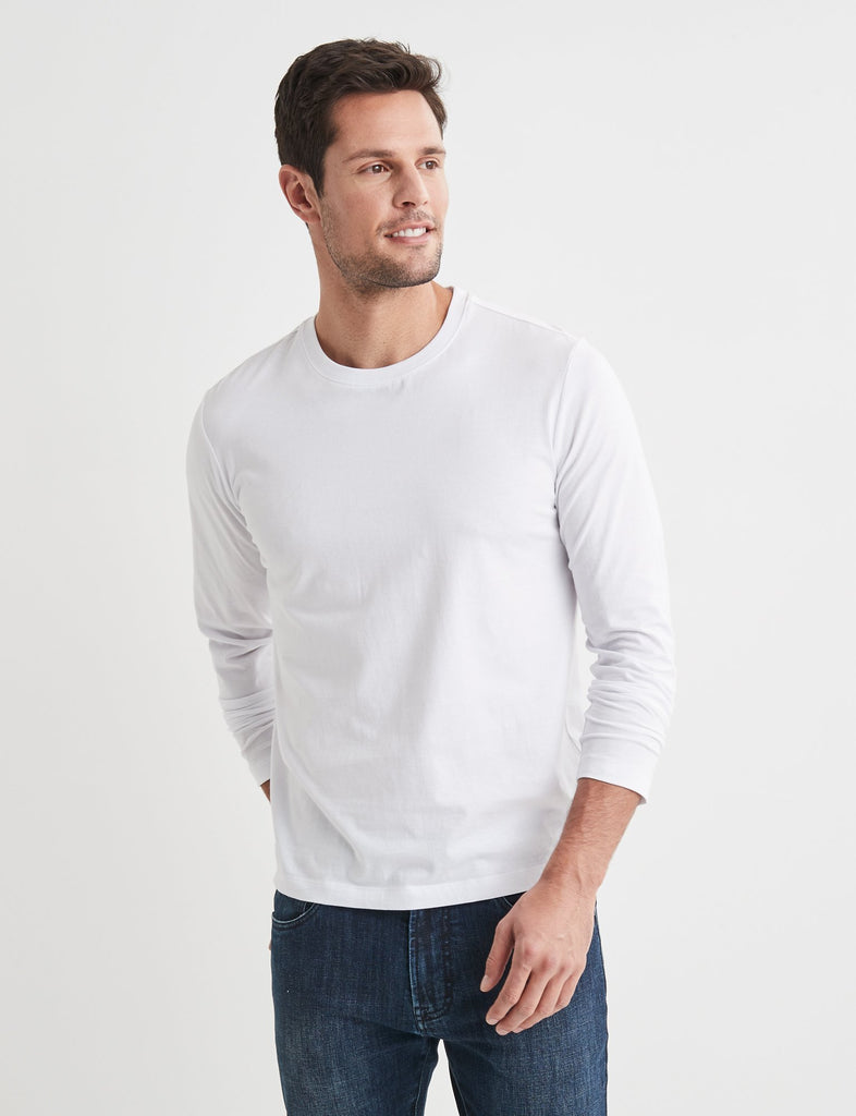 Long Sleeve Classic Tee - White - Blazer Clothing