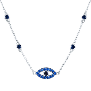 Greek Evil Eye Lucky You Platinum Plated Sterling Silver Necklace Tetoda Llc