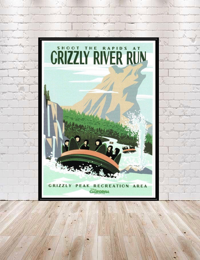 Grizzly River Run Poster Disney Poster California Adventure Poster Vintage Disneyland Attraction 
