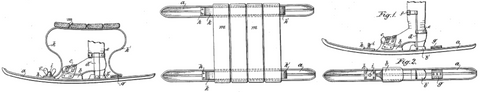 Schlitten, der 1897 in einen Tourenski umgewandelt werden kann