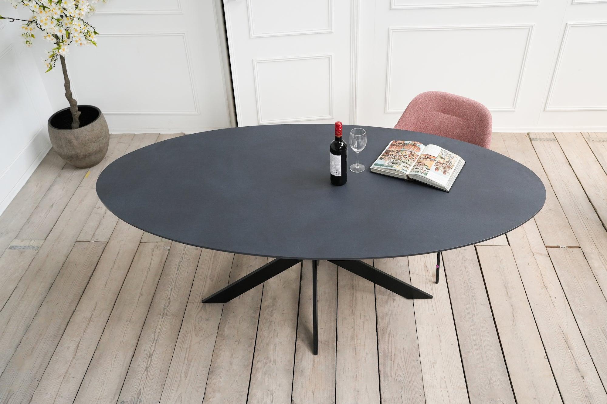 beton donker grijs voordeeltafel - 2 cm Matrix ultra dun poot – Kas20