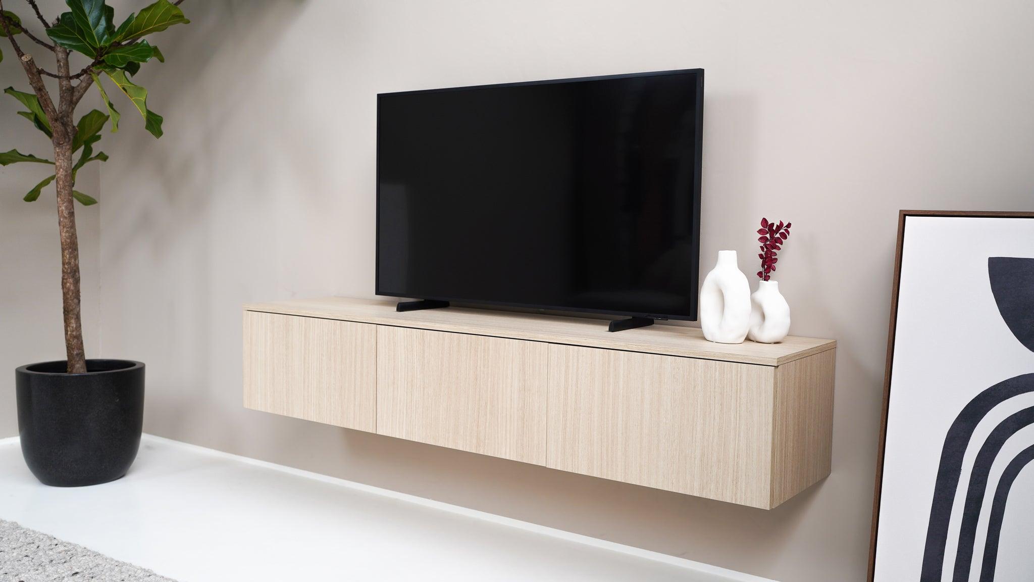 voor reactie insect TV meubel - Eiken licht - met 2 kleppen en open vak - 180 cm – Kas20