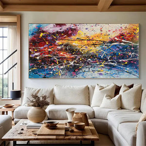 Original Red Abstract Painting – Handmade Modern Canvas Art - LargeModernArt