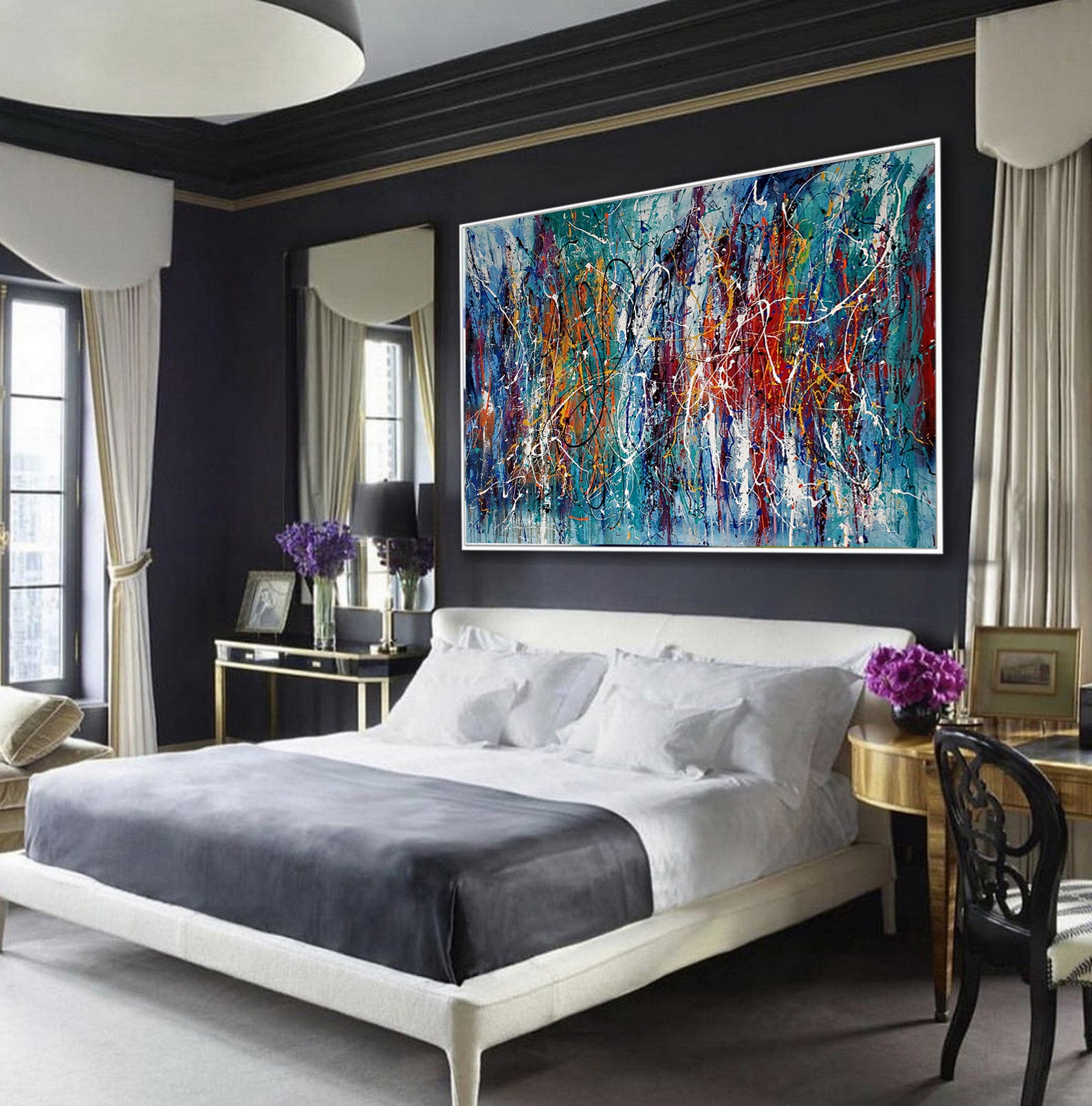 Large Wall Art Paintings For Sale, Original Artwork On Canvas, Extremely  Modern Luxury Decor - Beauty in Blue 2