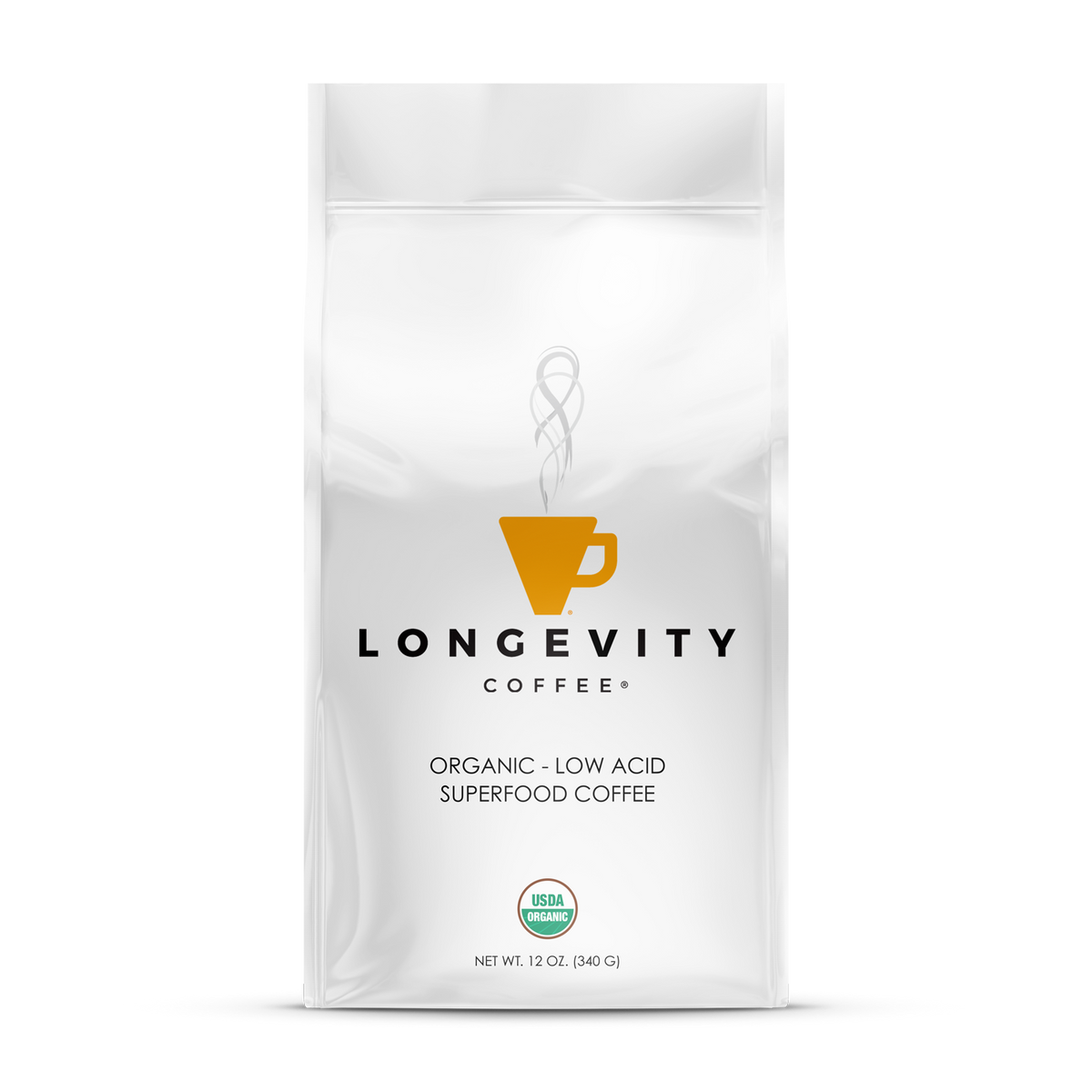 Longevity Coffee, 12oz (Dark Roast, Medium Roast, Light Roast, and Decaffeinated)