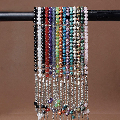 Tasbih Prayer beads - 33 Natural Stone Agates Tassel