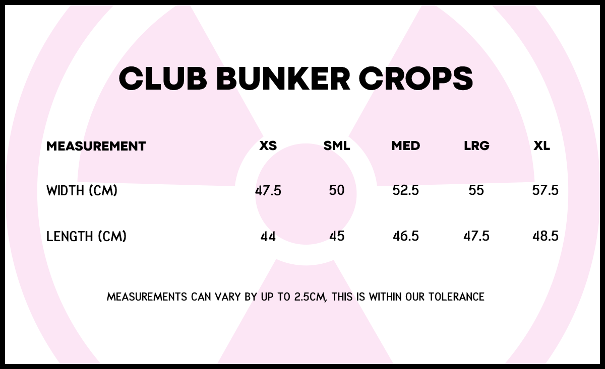 Club Bunker Crop Tee Size Guide