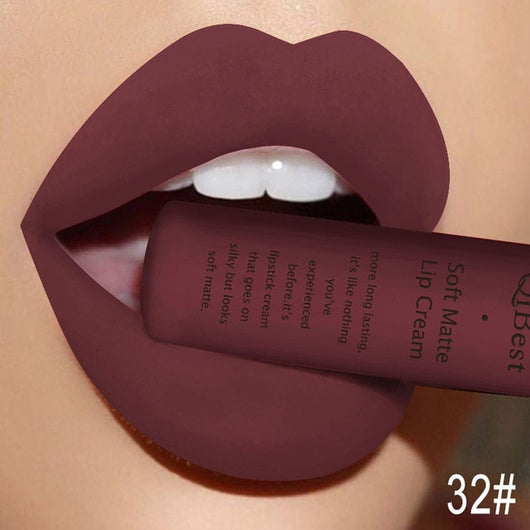 Qibest 34 Colors Waterproof Matte Nude Lipstick Pigment Dark Red Black Long Lasting Makeup
