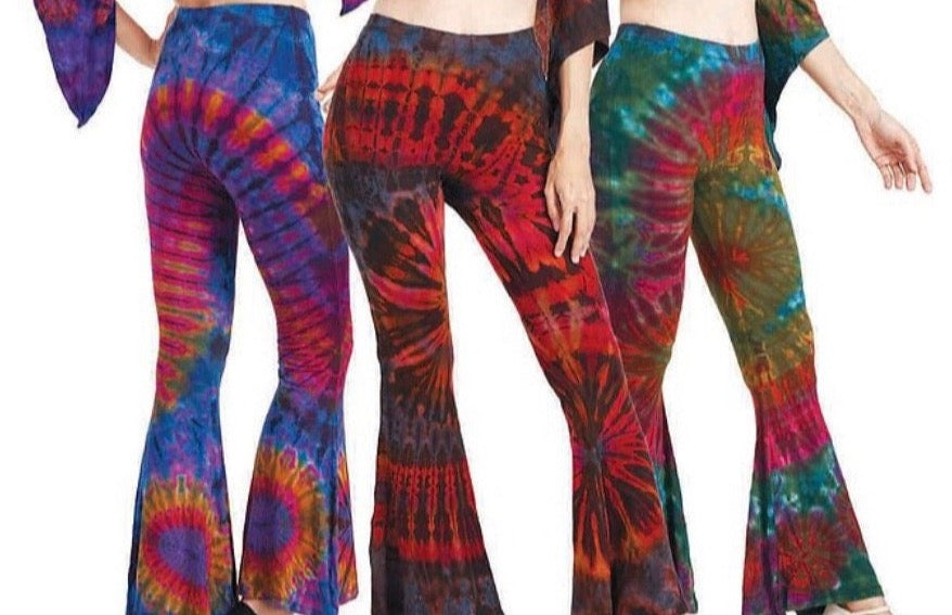 Cotton Tie Dye Bell Bottoms Blue Wide Flare Trousers Hot Leggings Flared  Yoga Pants Hippy Burning Man Festival Calluna Clothing -  Canada