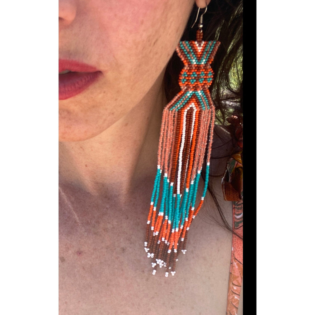 Classic Hand-Beaded Earrings – Navajo Traditional Teachings