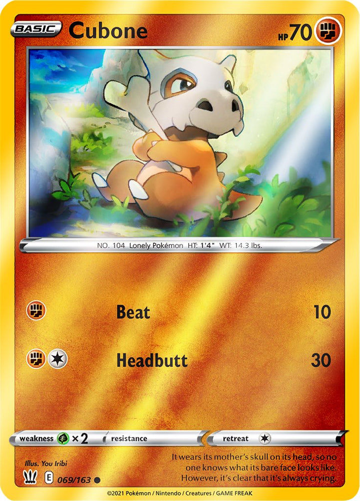 Reverse Holo 069 163 Cubone Battle Styles Pokerand