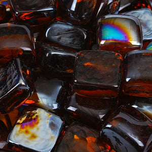Amber Reflective Fire Glass Cubes - Blue Ridge Brand - Reflective Fire Glass 1/2 Inch