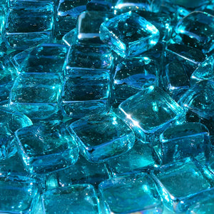 Aqua Blue Reflective Fire Glass Cubes - Blue Ridge Brand - Reflective Fire Glass 1/2 Inch