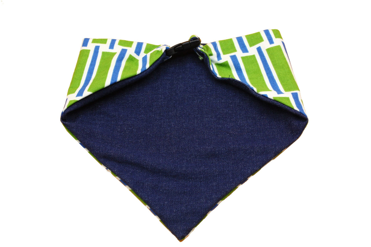 Blue & Green Geometric Reversible Clip-on Dog Bandana - Uptown ...