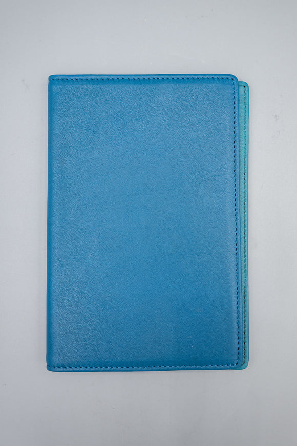 “One Odd Bird” Deep Blue Waterfall Leather Passport Cover