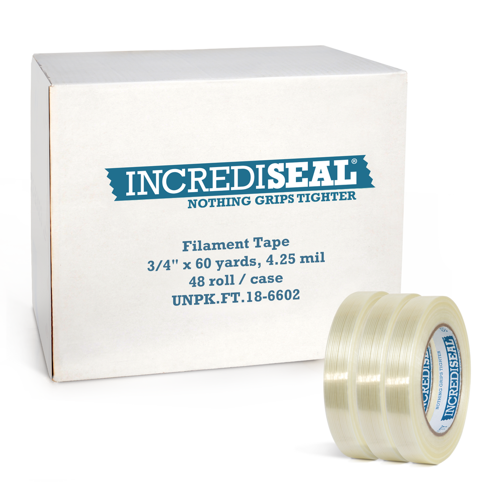 Bulk Case of IncrediSeal Filament Strapping Packaging Tape, 4.25 Mil