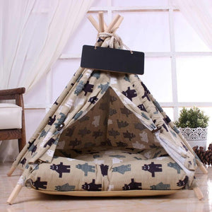 Caddo Tipi Pour Chien Et Chat Gris Avec Dessins