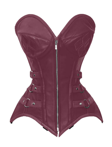 Heavy Duty Steel Boned Over bust Waist Training Genuine Leather Women Corset