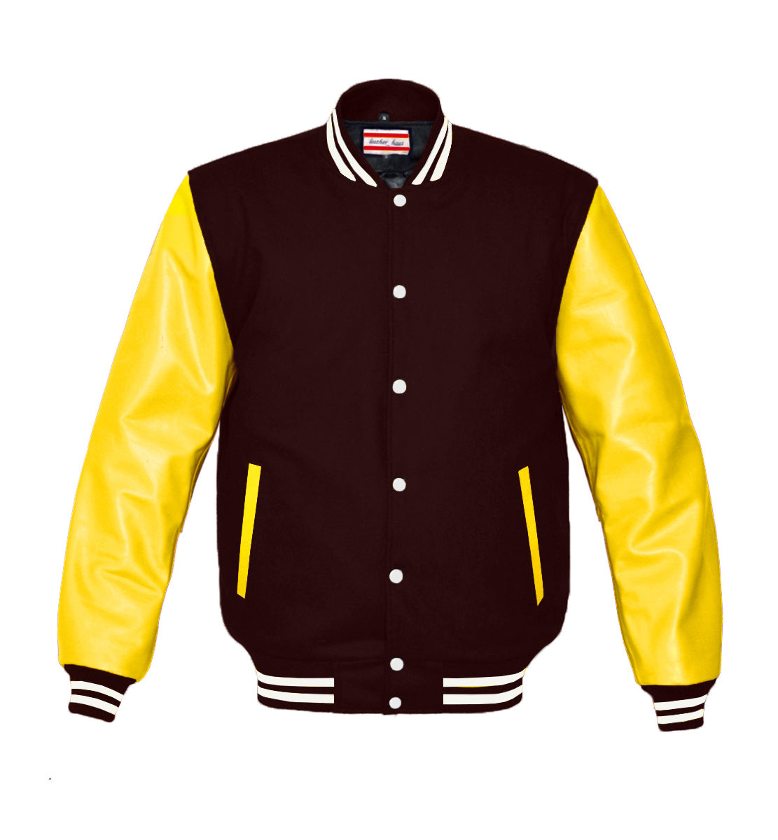 Superb Genuine Yellow Leather Sleeve Letterman College Varsity Kid