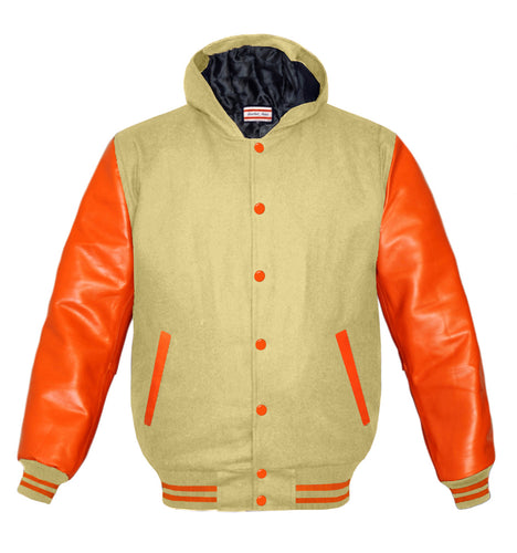 Leather Haus Men Orange Leather Sleeve Varsity – ps8-store