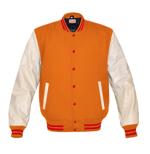 Green Wool Body White Leather Sleeves Varsity Jacket