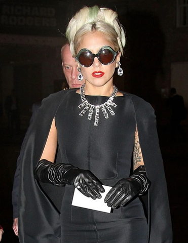 Lady gaga long leather gloves