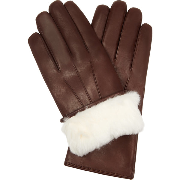 Ladies' Black Rabbit Fur Lined Leather Gloves