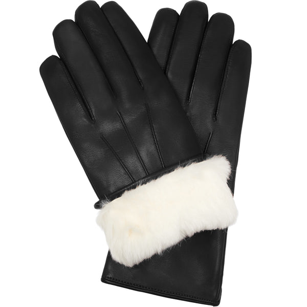 Men's Fur Lined Leather Gloves, Black, Men's Gloves