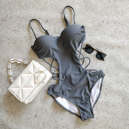 Sizzling Monokini Grey Swimsuit
