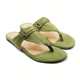 Classic Flats - Green - Leather Slippers
