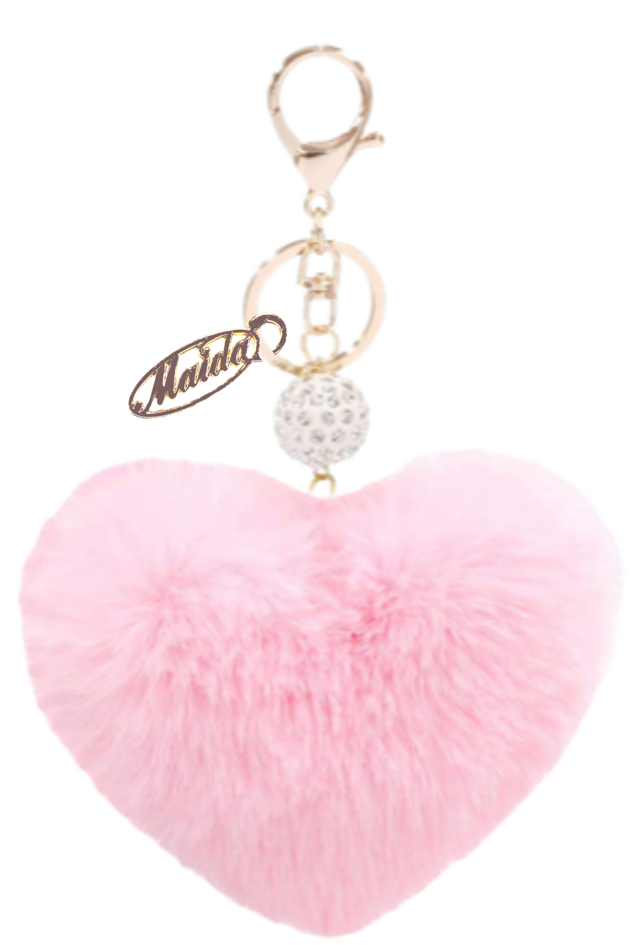 LIGHT PINK POM POM HEART KEY CHAIN