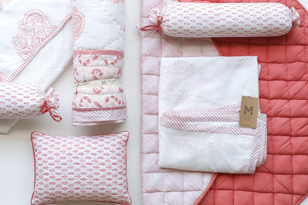 Malabar baby Australia Reverie Craft Handmade Bedding Pink City Quilt Blanket Pillow