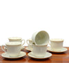 Set of 12 White Ceramic Big Cups and Saucers
