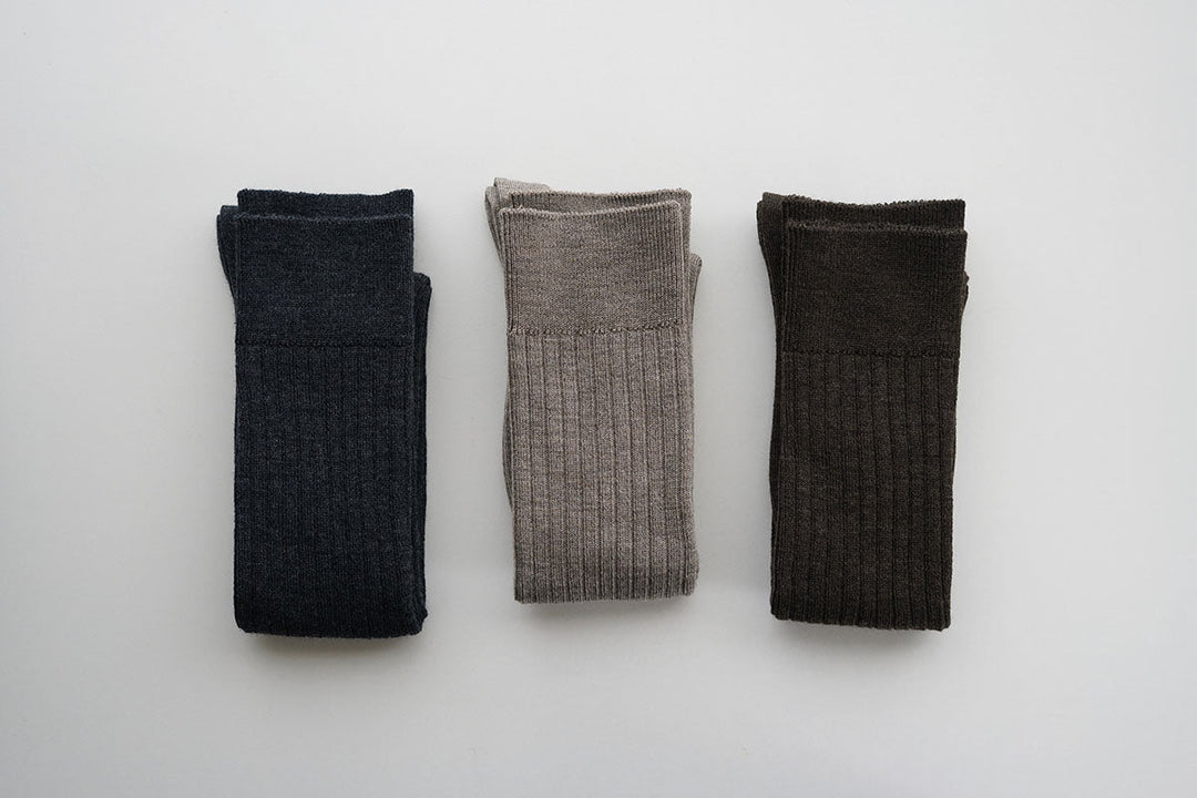 Merino Wool Ribbed High Socks M / hakne
