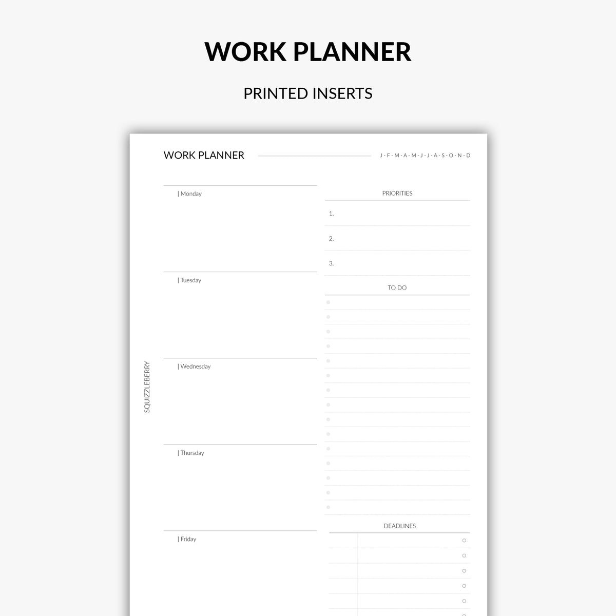 Minimal A5 Printed Planner Inserts