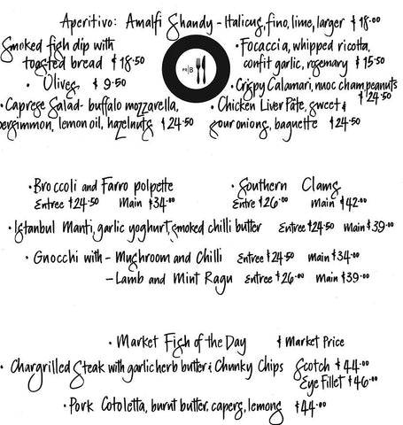 Menu from Ponsonby Road Bistro website