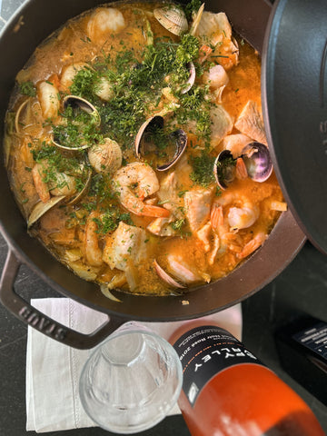Image of a French Fish Stew with Spy Valley Rose