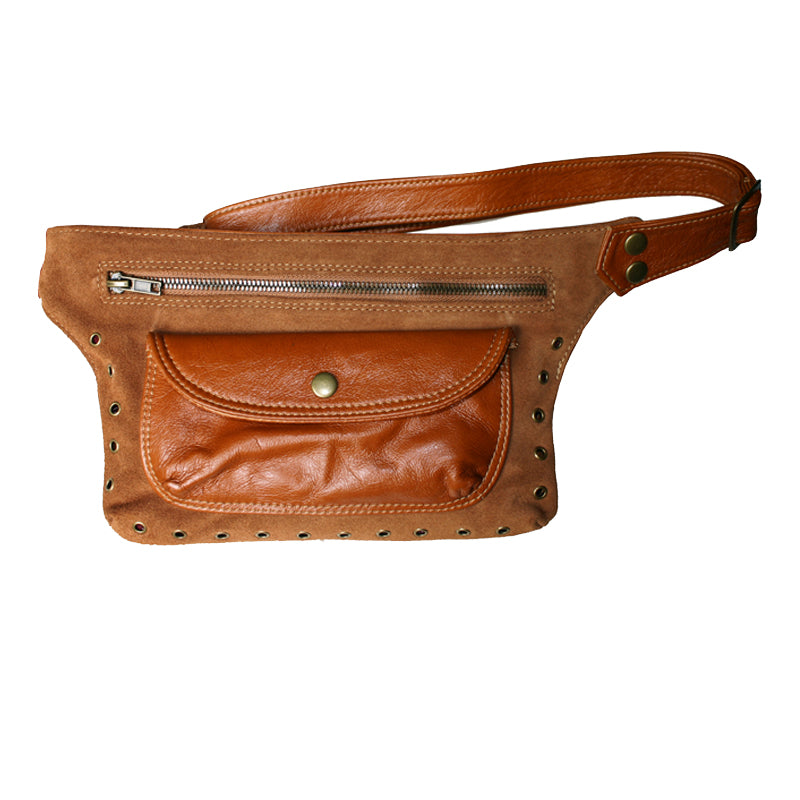 assistent minstens roekeloos Cognac Suede & Leather Fanny Pack – Kim White Bags/Belts