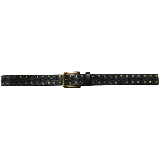 Cast Rope Belt - Black Leather with Antique Brass Buckle – Kim White Bags/ Belts