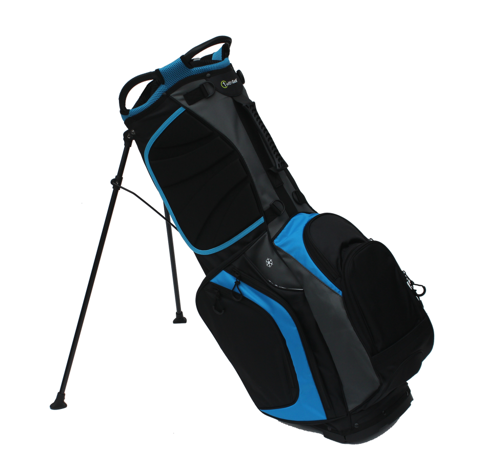 1 With Golf  Xpress Plus 14 way stand bag Black/Charcoal/Sky Blue