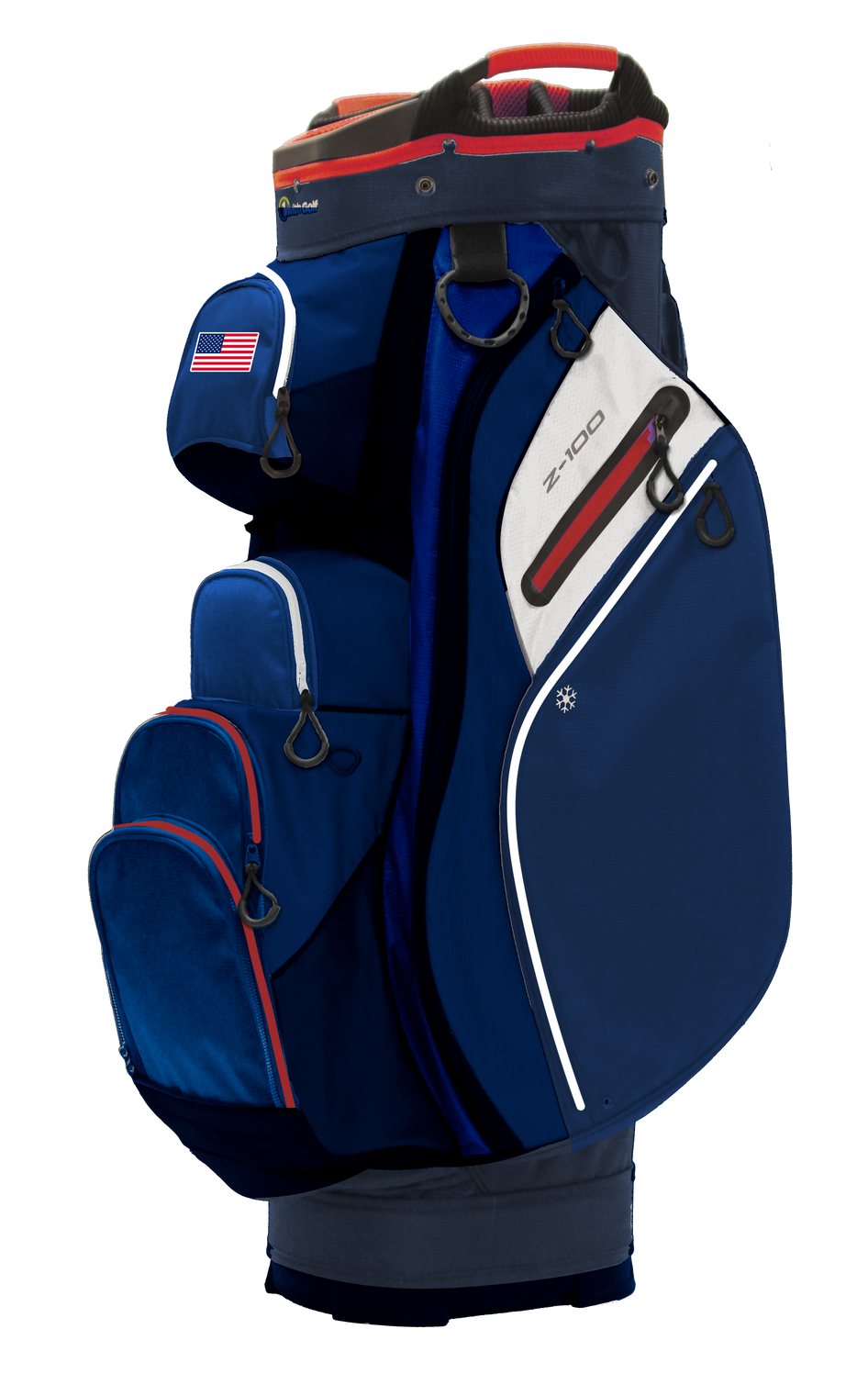 1 With Golf  Z-100 15 way cart bag Navy/Red/White