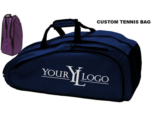 Tennis Luggage & Bag Tag | Personalized Tennis Team with Rackets | Standard  Lines on Back | Small | Carolina/Navy