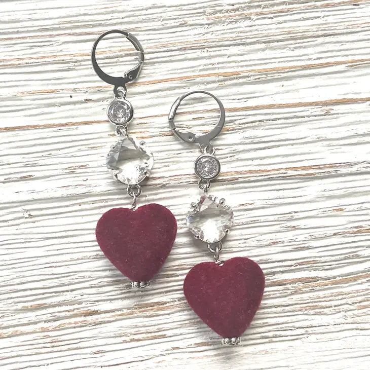 VB&CO #E24083 Red heart earrings