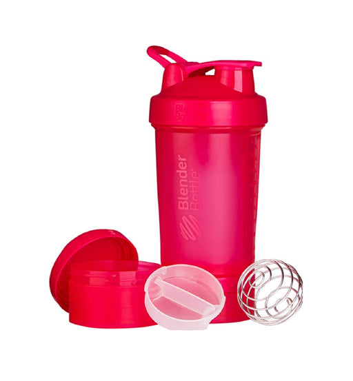 BlenderBottle Shaker Bottle with Pill Organizer and Storage for Protein  Powder, ProStak System, 22-Ounce, Rose Pink