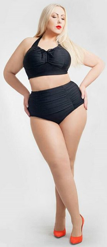 Retro Longline and High Waisted black bikini set - size 14 only - When they're gone, they're gone!