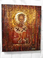 Laden Sie das Bild in den Galerie-Viewer, Saint St. Nicolas-Nikolas Wooden Greek Christian Orthodox Icon- Antique Style Icons - Vanas Collection
