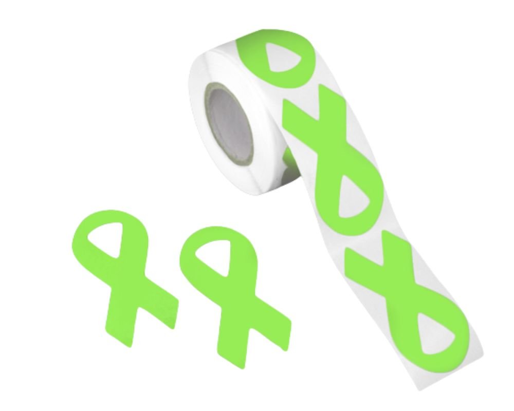 Image of Small Lime Green Ribbon Stickers (250 per Roll)